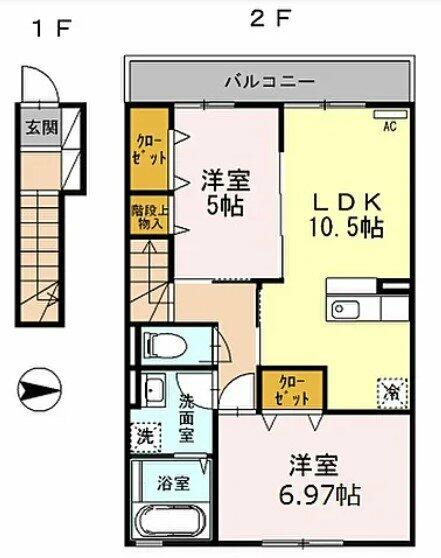 東京都足立区鹿浜２丁目(賃貸アパート2LDK・2階・59.19㎡)の写真 その1