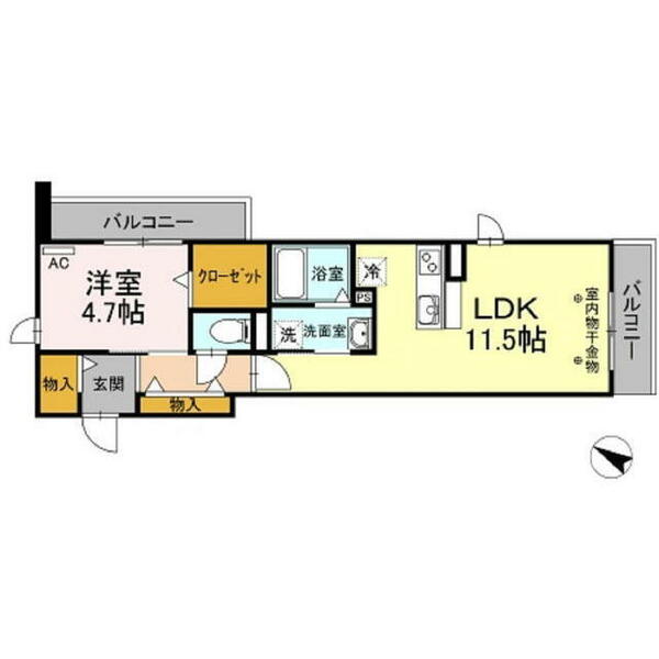 ヴェルドミール 203｜岐阜県岐阜市住ノ江町２丁目(賃貸アパート1LDK・2階・44.12㎡)の写真 その2