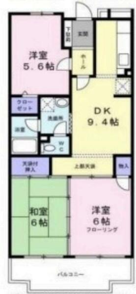 東京都練馬区立野町(賃貸マンション3DK・1階・59.45㎡)の写真 その2