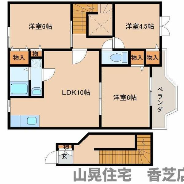 奈良県香芝市磯壁４丁目(賃貸アパート3LDK・2階・65.57㎡)の写真 その2