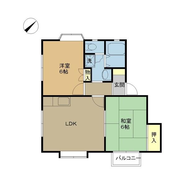 ウェルネスⅡ 203｜新潟県新潟市東区松崎２丁目(賃貸アパート2LDK・2階・46.37㎡)の写真 その2