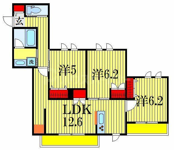 フェザーフォレスト 301｜千葉県船橋市海神３丁目(賃貸マンション3LDK・3階・71.62㎡)の写真 その2