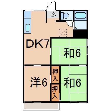 サクマハイツＤ｜福島県福島市泉字道下(賃貸アパート3DK・2階・54.45㎡)の写真 その2