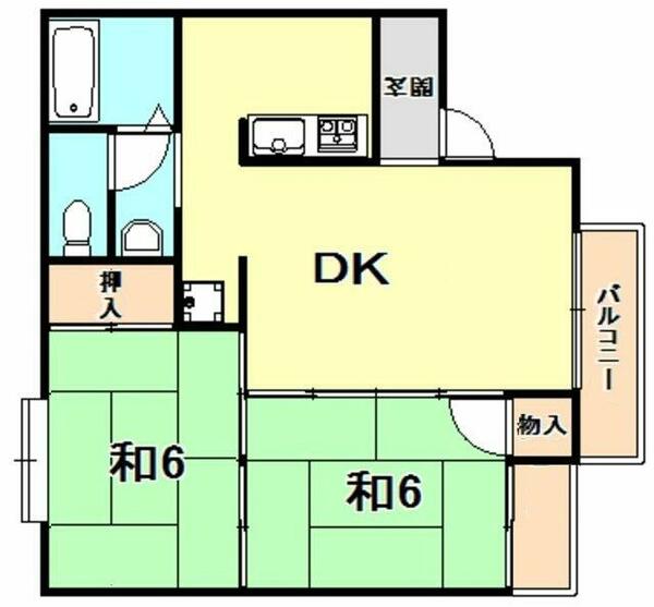 兵庫県西宮市大井手町(賃貸アパート2DK・2階・48.74㎡)の写真 その2