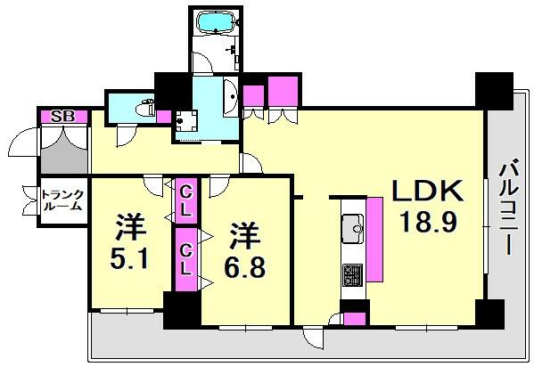 兵庫県尼崎市御園町(賃貸マンション2LDK・24階・74.14㎡)の写真 その2