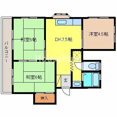 メロディーハイムしみず B-5｜和歌山県和歌山市園部(賃貸アパート3DK・3階・49.90㎡)の写真 その2