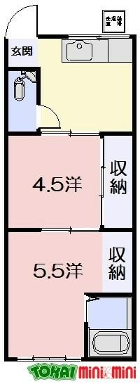 吉井アパート 2｜三重県松阪市京町(賃貸アパート2DK・2階・36.00㎡)の写真 その2