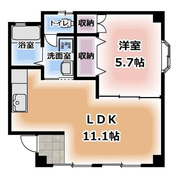 魚住ハイツ 101｜愛知県北名古屋市弥勒寺東２丁目(賃貸マンション1LDK・1階・45.00㎡)の写真 その2