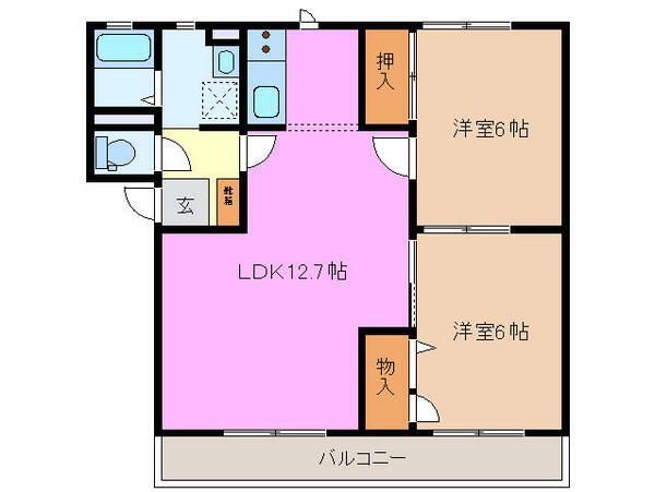 シャルマンエル　Ⅱ 201｜三重県桑名市新西方５丁目(賃貸アパート2LDK・2階・54.13㎡)の写真 その2