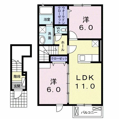 テラス三島町Ｓ 202｜福島県南相馬市原町区三島町２丁目(賃貸アパート2LDK・2階・57.10㎡)の写真 その2