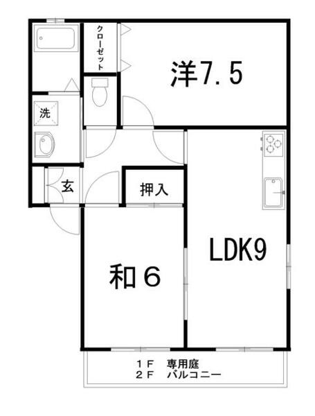 エピナール B102｜高知県高知市高そね(賃貸アパート2DK・1階・52.29㎡)の写真 その2