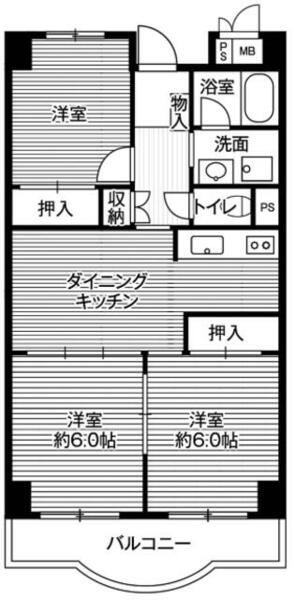 ビレッジハウス芝浦タワー１号棟｜東京都港区海岸３丁目(賃貸マンション3DK・3階・60.58㎡)の写真 その2