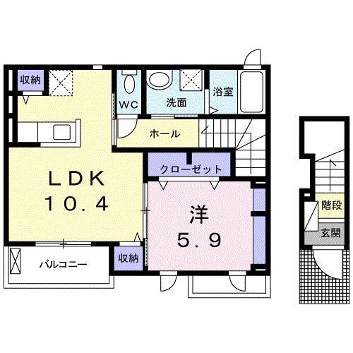 三重県桑名市大字地蔵(賃貸アパート1LDK・2階・45.13㎡)の写真 その2