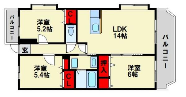 ＣＲＥＤＯＳ太宰府 401｜福岡県太宰府市国分１丁目(賃貸マンション3LDK・4階・68.90㎡)の写真 その2