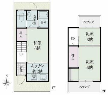 天美南２丁目貸家｜大阪府松原市天美南２丁目(賃貸テラスハウス3K・--・38.02㎡)の写真 その2