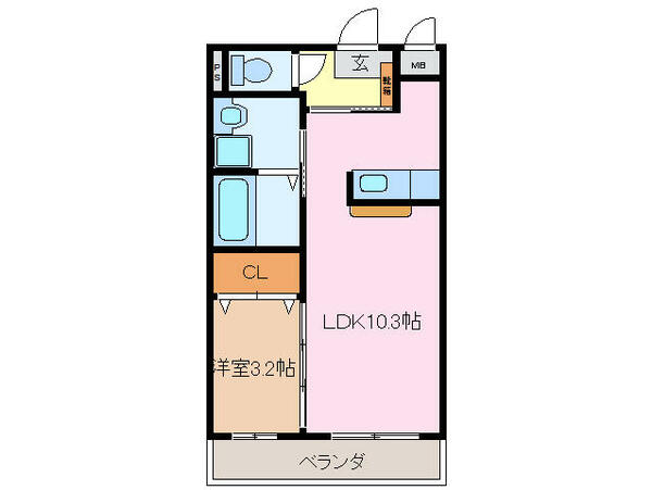 Ｌａ　ｍｉａ　ｃａｓａ 106｜三重県伊勢市田尻町(賃貸マンション1LDK・1階・33.58㎡)の写真 その2