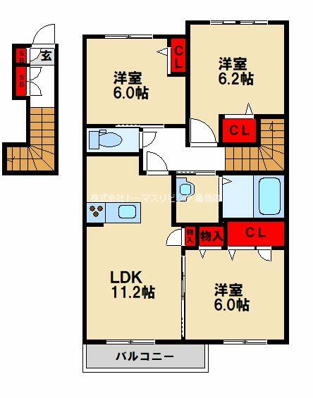 プロヌーブ萱方 202｜佐賀県鳥栖市萱方町(賃貸アパート3LDK・2階・72.98㎡)の写真 その2