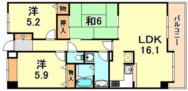 ルナガーデン 302｜兵庫県神戸市須磨区白川台７丁目(賃貸マンション3LDK・3階・72.65㎡)の写真 その2