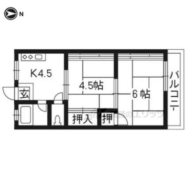 大阪府枚方市三栗１丁目(賃貸アパート2K・2階・28.00㎡)の写真 その2