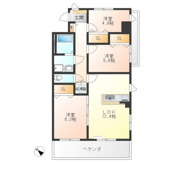 一の沢ヴィラージュマンション 505｜栃木県宇都宮市一の沢２丁目(賃貸マンション3LDK・5階・73.08㎡)の写真 その2