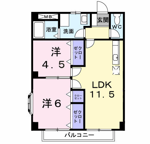 ファミリーハイツⅡ 202｜千葉県富里市七栄(賃貸アパート2LDK・2階・51.34㎡)の写真 その2