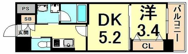 西宮北口プライマリーワンガーデンテラス 404｜兵庫県西宮市芦原町(賃貸マンション1DK・4階・28.98㎡)の写真 その2