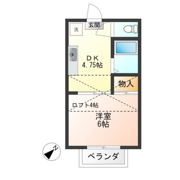 フラット岩崎 203｜栃木県宇都宮市陽東７丁目(賃貸アパート1DK・2階・29.16㎡)の写真 その2