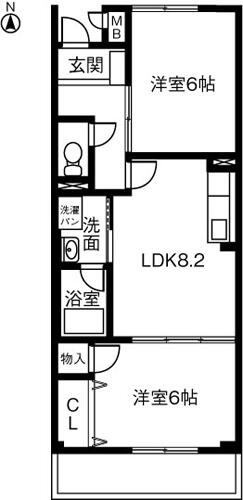 ＭＥＬＯＤＩＡＭ華 B｜愛知県稲沢市井之口本町(賃貸アパート2LDK・2階・49.78㎡)の写真 その2