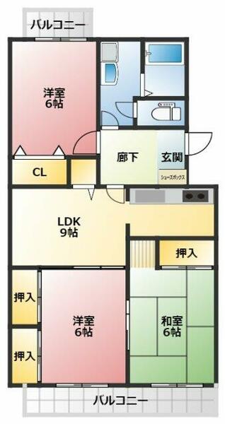 シャトー望月Ａ 302｜静岡県三島市壱町田(賃貸マンション3LDK・2階・62.40㎡)の写真 その2