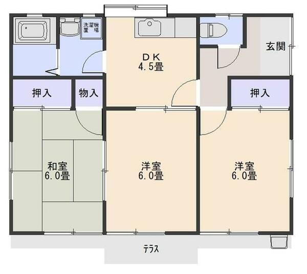 関住宅 E｜群馬県北群馬郡吉岡町大字上野田(賃貸一戸建3DK・--・52.17㎡)の写真 その2