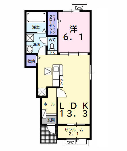 ローズグラスⅠ 103｜千葉県長生郡一宮町船頭給(賃貸アパート1LDK・1階・50.01㎡)の写真 その2