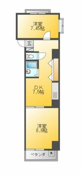 サンロイヤル大門 703｜三重県津市大門(賃貸マンション2DK・7階・43.74㎡)の写真 その2