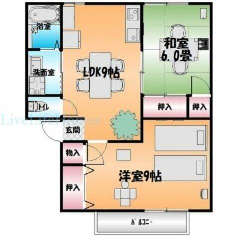 エクセレントメゾンアミューゼ 21｜徳島県徳島市南矢三町３丁目(賃貸アパート2LDK・2階・51.75㎡)の写真 その2