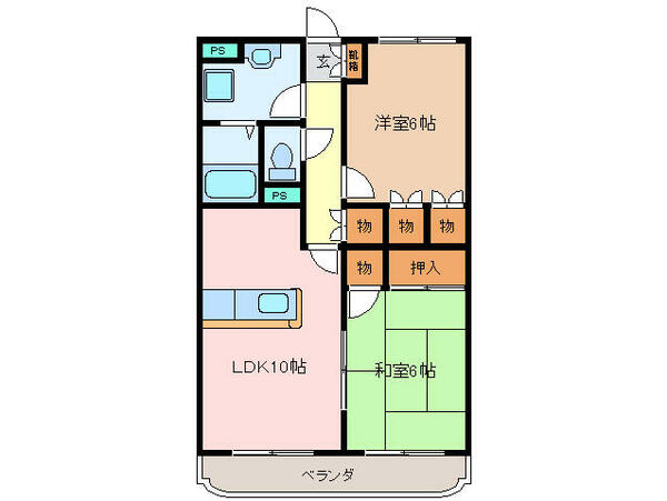 三重県松阪市郷津町(賃貸マンション2LDK・1階・55.51㎡)の写真 その2