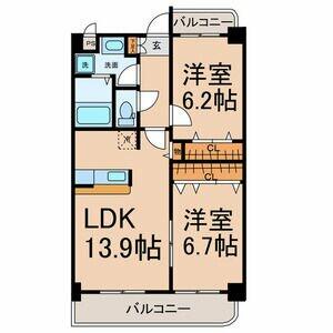 ファシネーションⅡ 303｜愛知県江南市北野町天神(賃貸マンション2LDK・3階・59.85㎡)の写真 その2