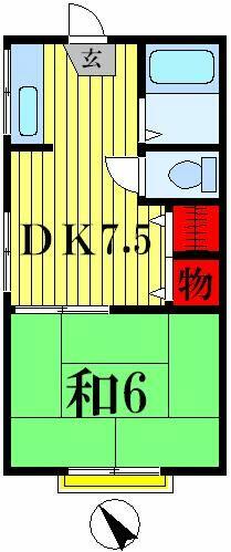 めぐみハイツ｜千葉県松戸市胡録台(賃貸アパート1DK・2階・26.49㎡)の写真 その2