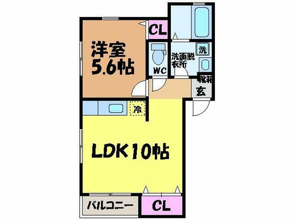 Ｃｉｅｌ　Ｃｌａｉｒ・ 102｜愛媛県松山市水泥町(賃貸アパート1LDK・1階・40.00㎡)の写真 その2