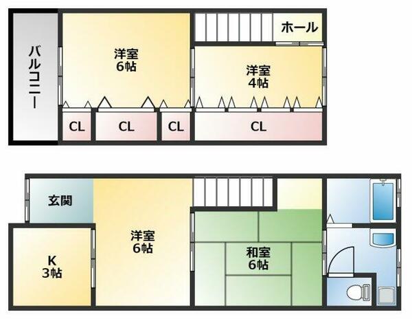 西弓削２丁目テラスハウス 1｜大阪府八尾市西弓削２丁目(賃貸テラスハウス4K・--・59.20㎡)の写真 その2