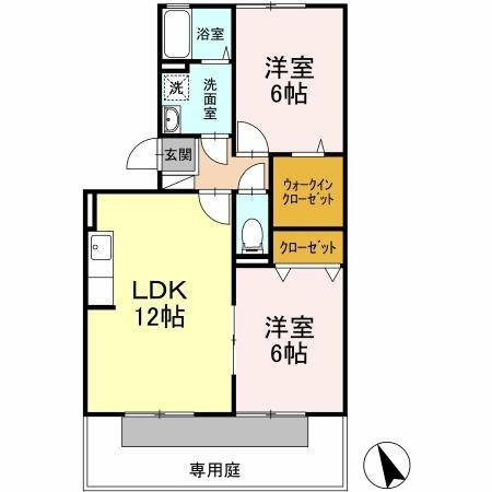 ペイサージュ上津 103｜福岡県久留米市上津２丁目(賃貸アパート2LDK・1階・56.00㎡)の写真 その2