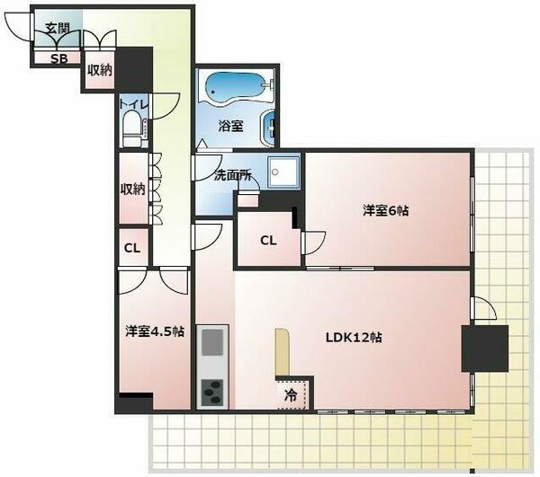 ローレルタワー堺筋本町 1402｜大阪府大阪市中央区久太郎町２丁目(賃貸マンション2LDK・14階・63.52㎡)の写真 その2