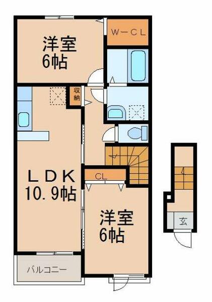 和歌山県橋本市原田(賃貸アパート2LDK・2階・57.21㎡)の写真 その2