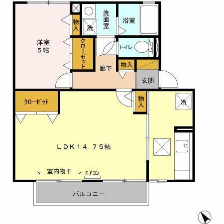 ハイツ　クリノン｜千葉県四街道市四街道３丁目(賃貸アパート1LDK・1階・48.57㎡)の写真 その2