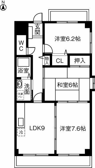 メゾンボー隅田 201｜愛知県稲沢市北市場本町１丁目(賃貸マンション3LDK・2階・66.15㎡)の写真 その2