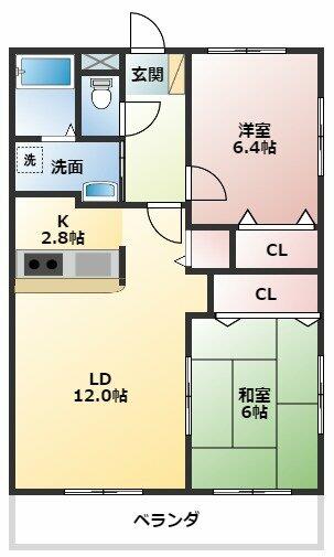 プレサージュ桶狭間 206｜愛知県名古屋市緑区桶狭間巻山(賃貸マンション2LDK・2階・61.77㎡)の写真 その2