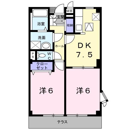 アイリスオオノ 101｜愛知県稲沢市下津穂所町(賃貸アパート2DK・1階・43.82㎡)の写真 その2