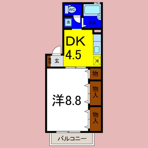 プレステージュ２１Ⅱ 105｜徳島県徳島市川内町北原(賃貸アパート1DK・1階・32.74㎡)の写真 その2