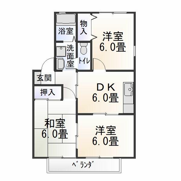 サニーベル 201｜愛知県岡崎市日名本町(賃貸アパート3DK・2階・53.72㎡)の写真 その2