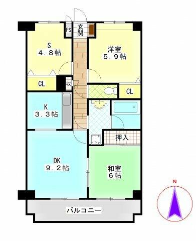 グラン・ディア新瑞1203の間取り