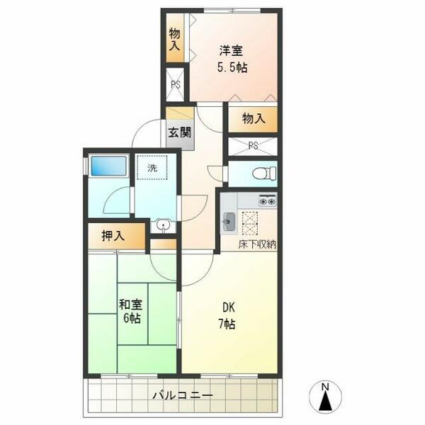 扶桑ハイツ小竹向原 101｜東京都板橋区小茂根１丁目(賃貸マンション2DK・1階・48.00㎡)の写真 その2