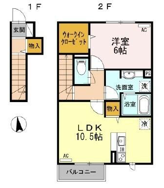 東京都府中市小柳町１丁目(賃貸アパート1LDK・2階・50.46㎡)の写真 その2